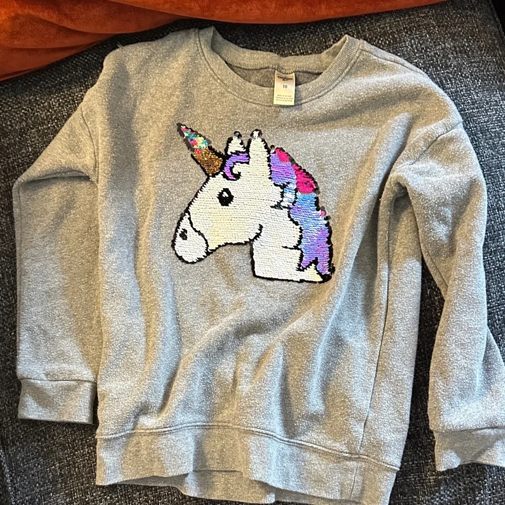 OshKosh Unicorn Flip Sequin Sweatshirt Wonder Nation Velour Pants 10